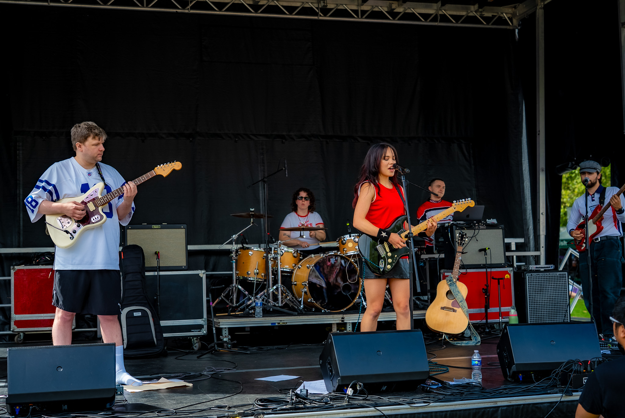 A local band performing together at Seattle Center