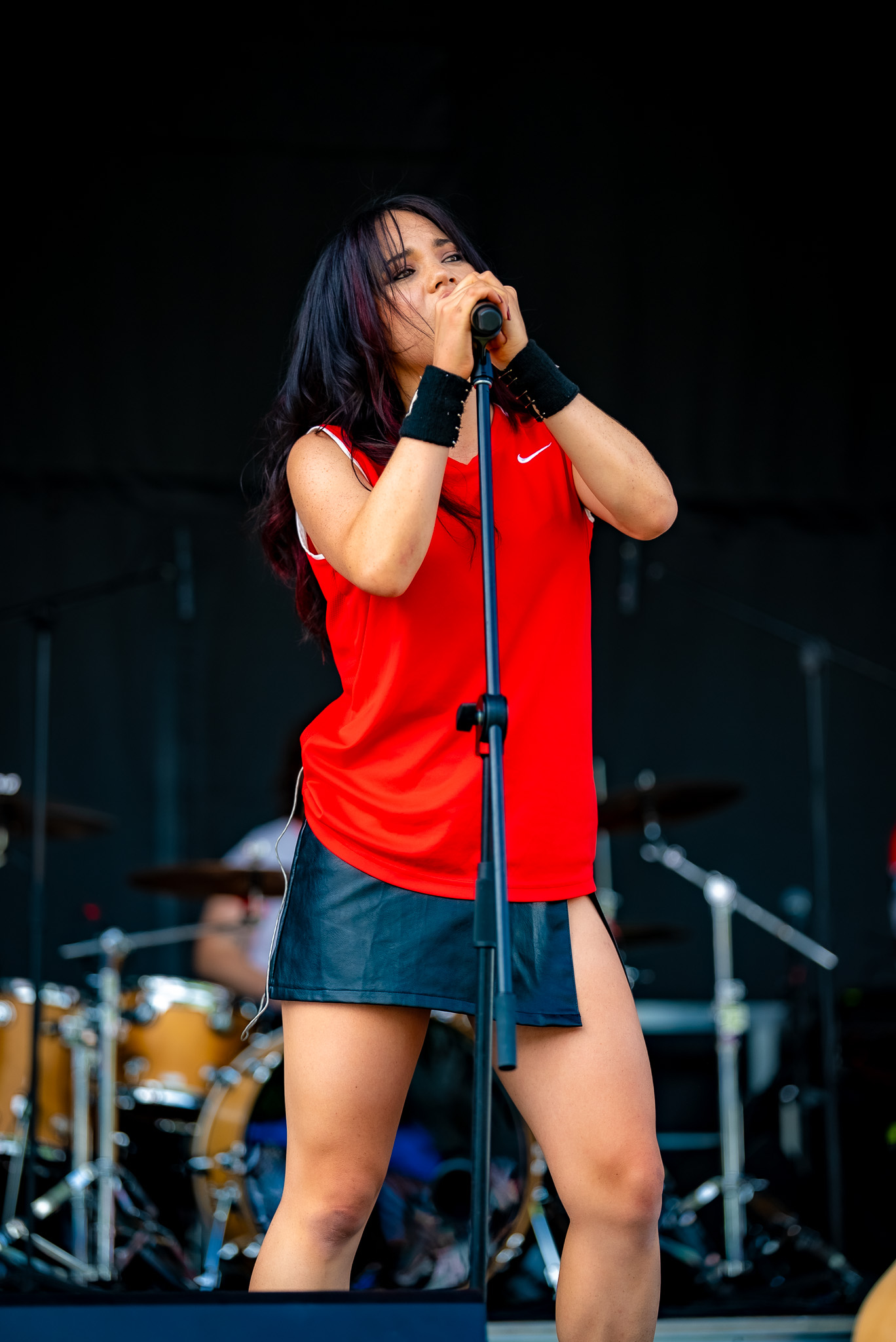 Vocalist performing with a local band