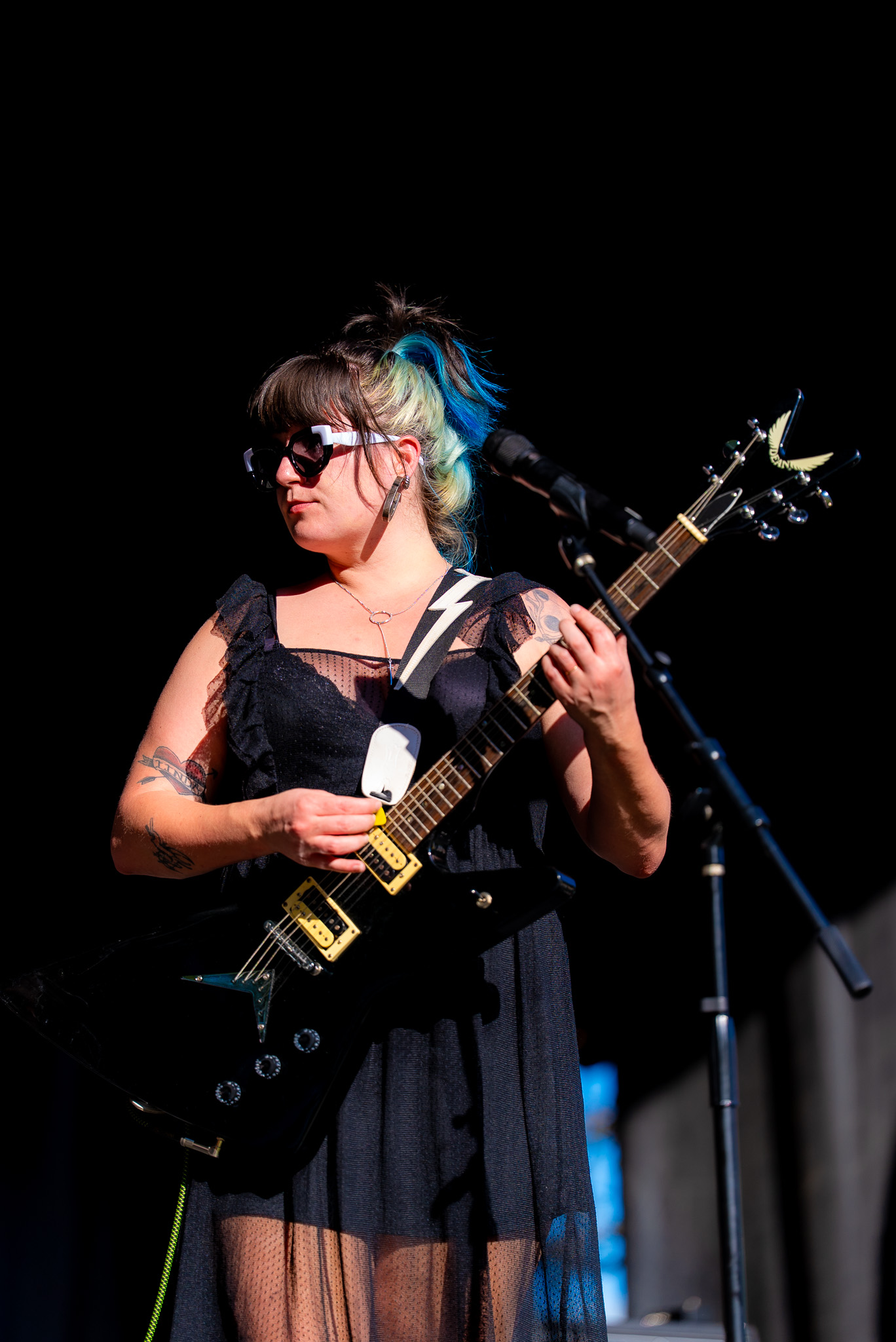 Guitarist leaning into a Bite of Seattle set