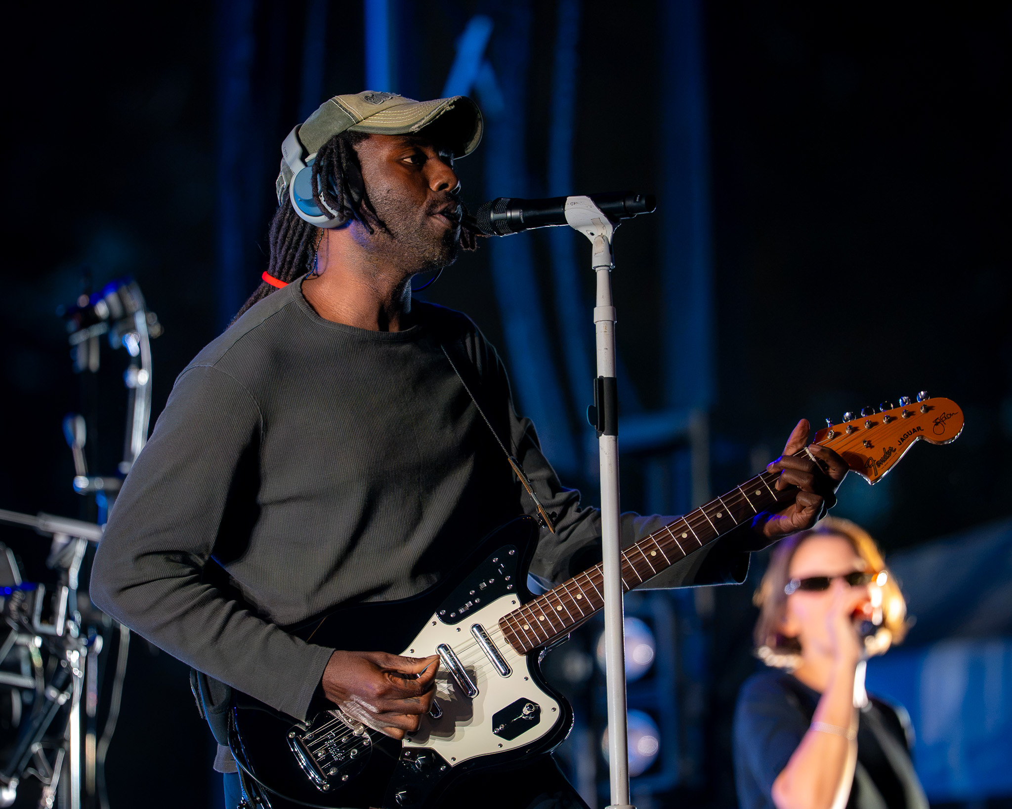 Devonté Hynes of Blood Orange singing and playing guitar