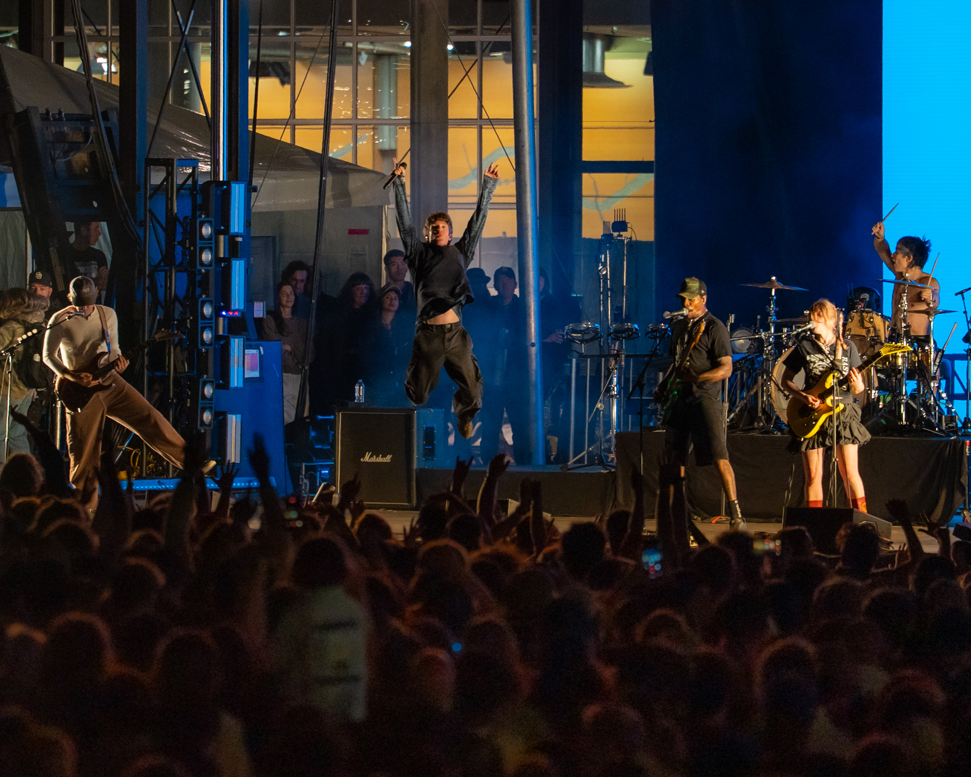 Turnstile performing to a packed Fisher Stage crowd