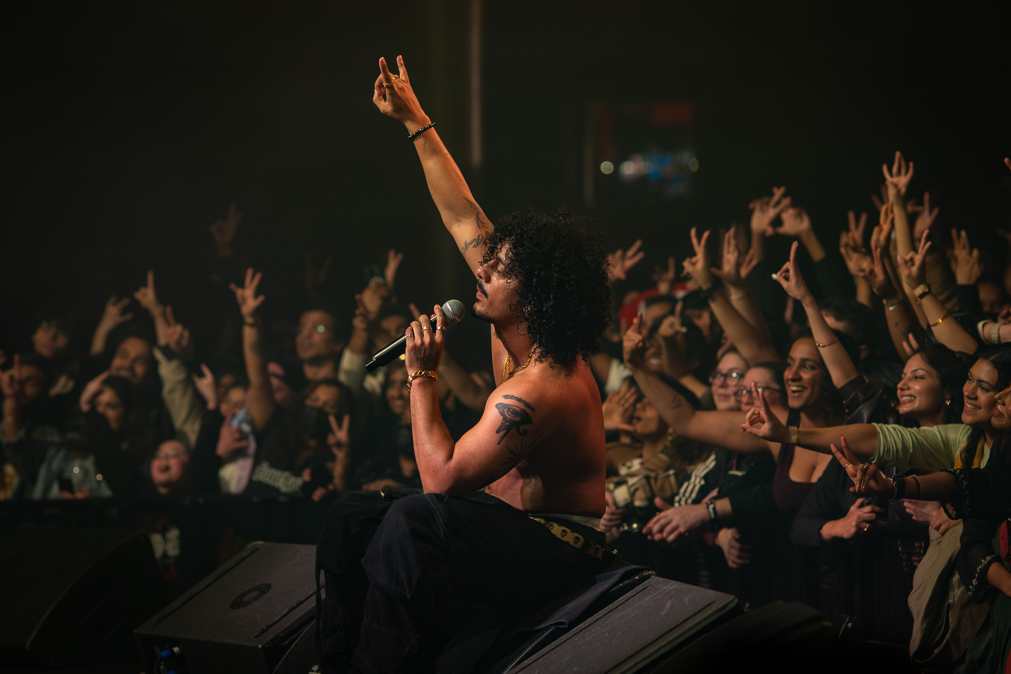 Hanumankind connecting with the front row at The Showbox
