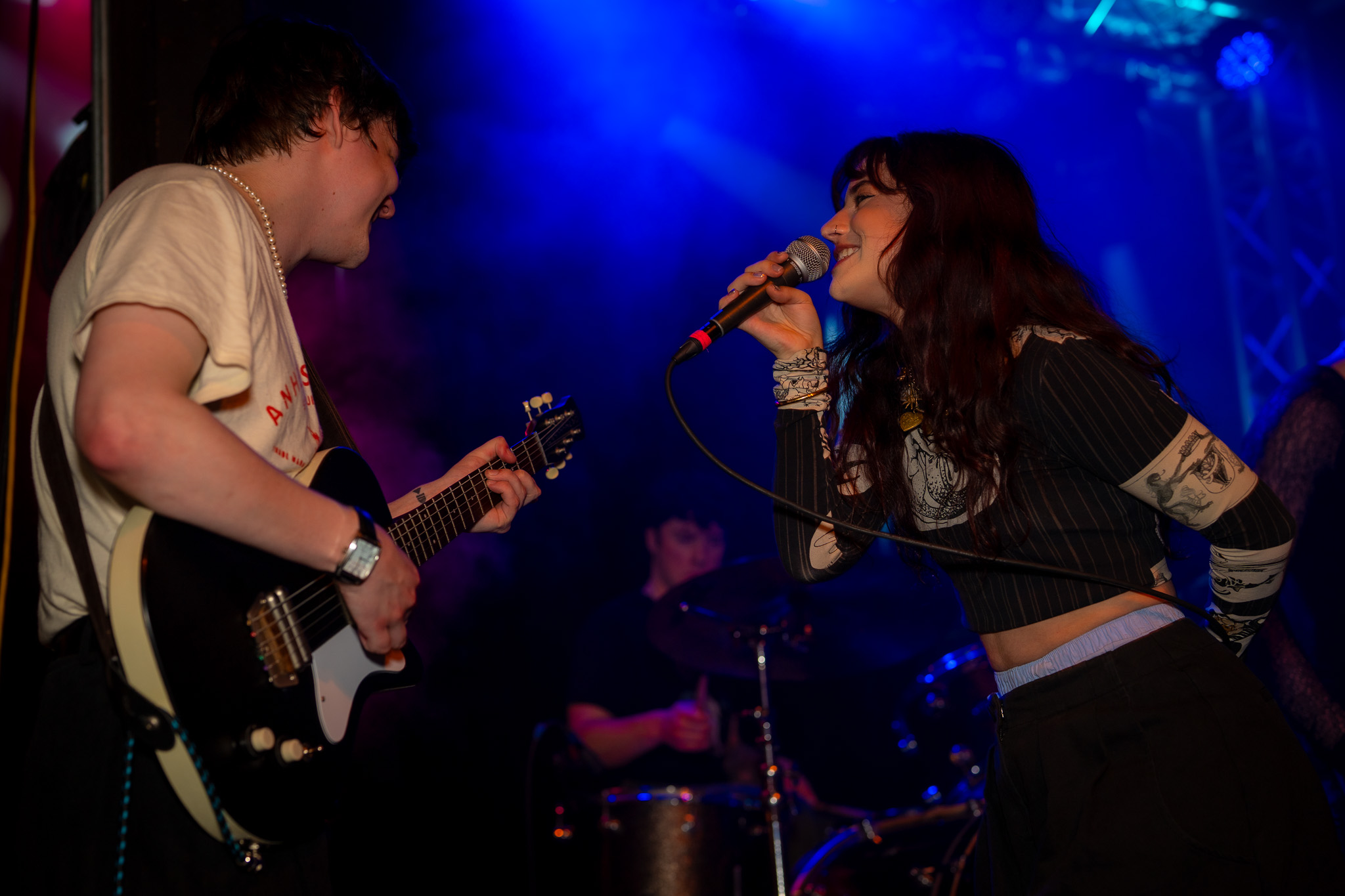 Waltzerr vocalist and guitarist mid-song