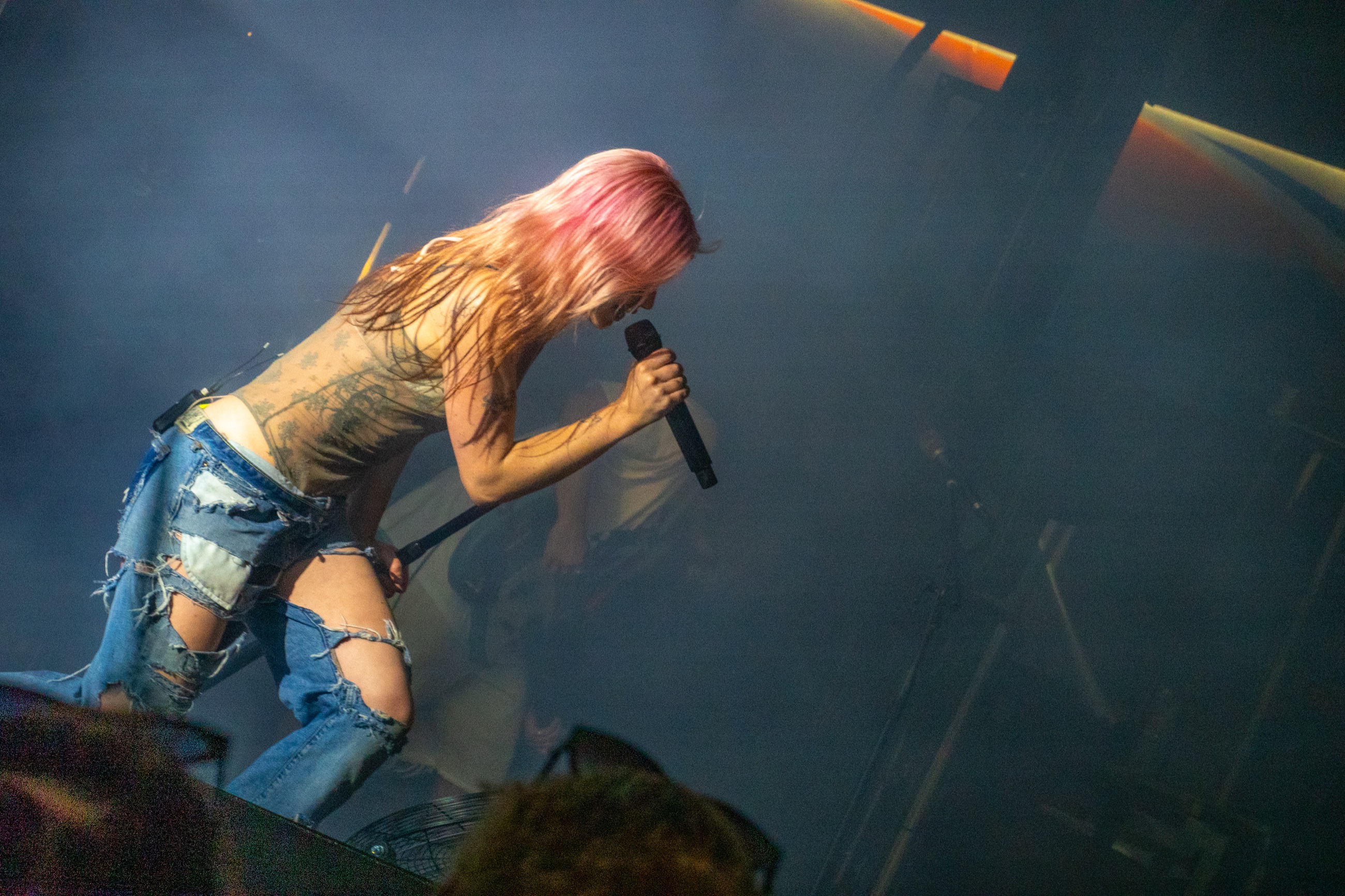 A stage dive during Wet Leg's festival set